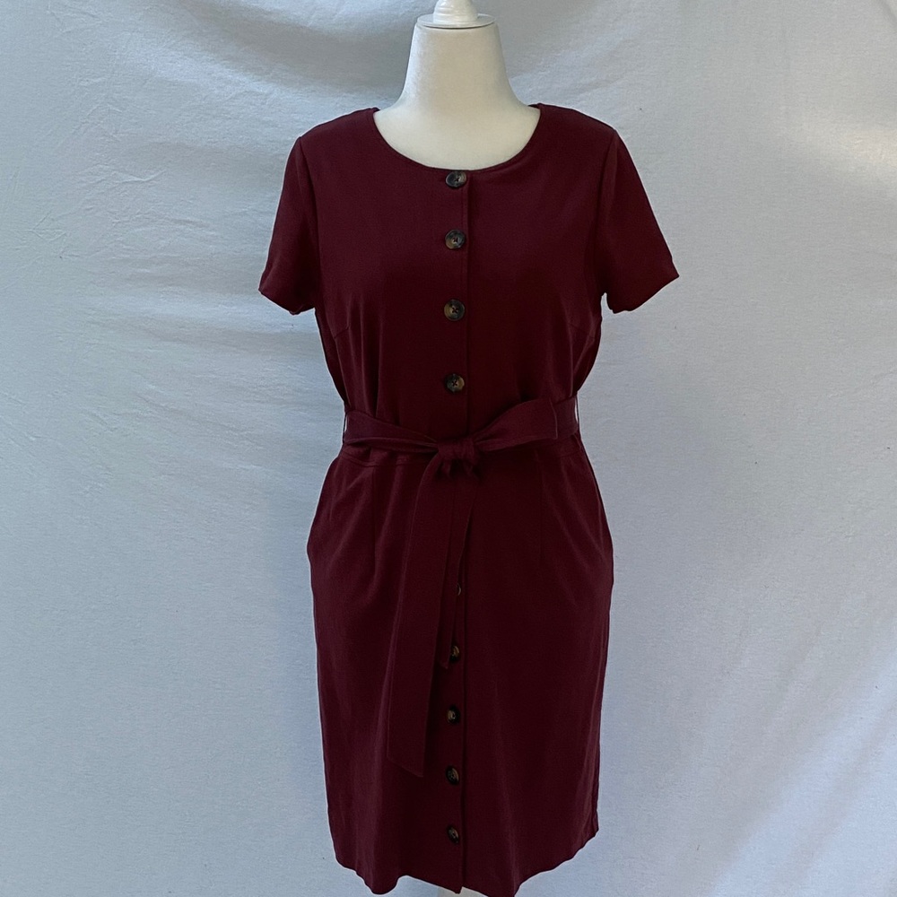 Boden Burgundy Button-Down Dress